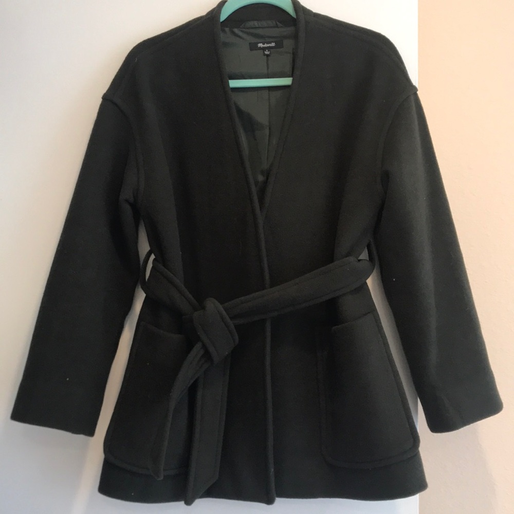Madewell  belted wrap coat (green)